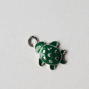 Green Enamel Turtle Charm Sea Life Pendant Dangle Jewelry Finding Gift